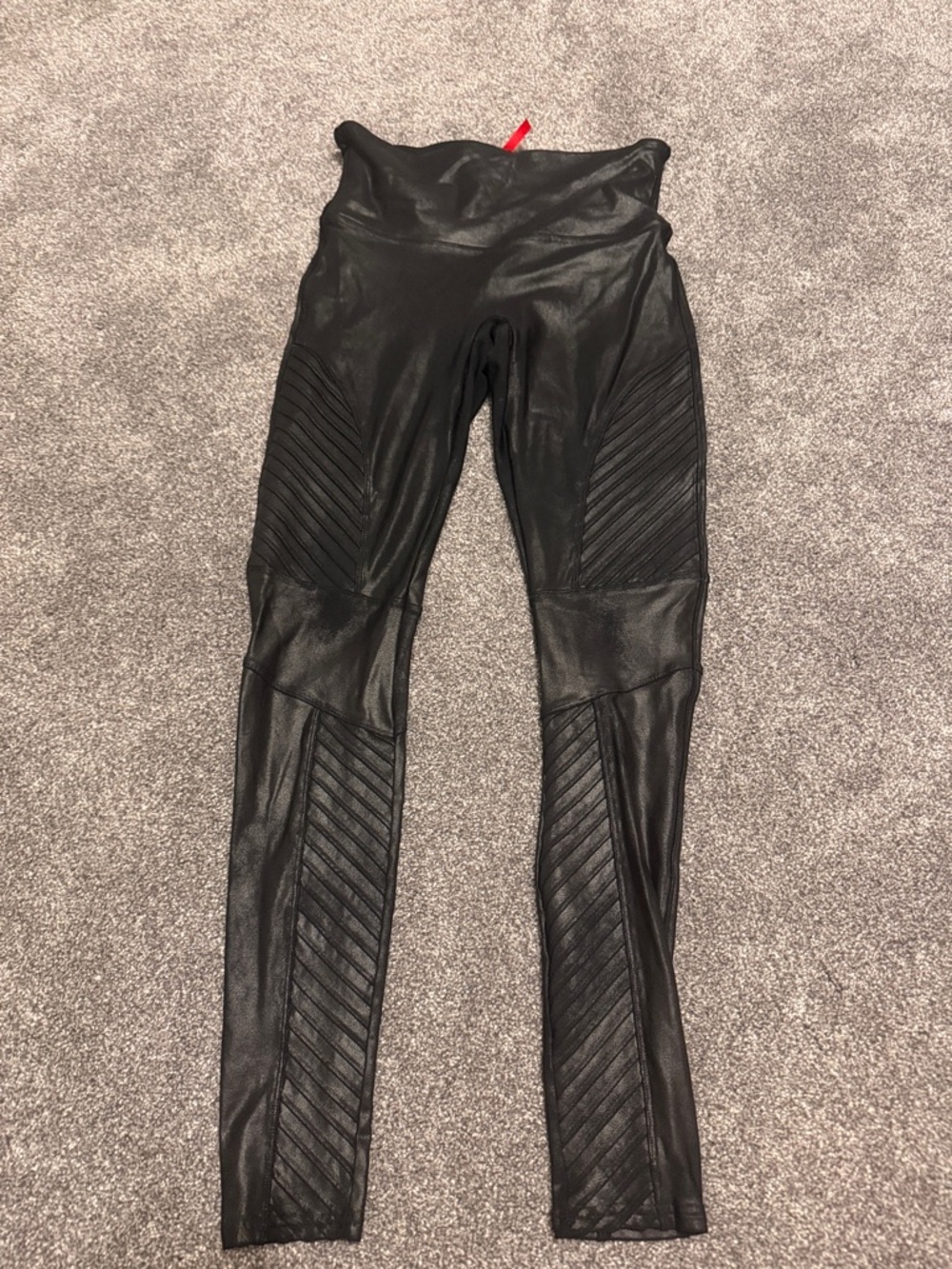 SPANX Black Leggings with Red Brand Tag
